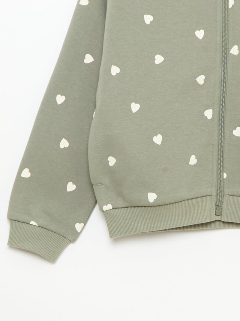 Kapuzen-Sweatshirt mit Reissverschluss und Aufdruck Grün - Kiabi