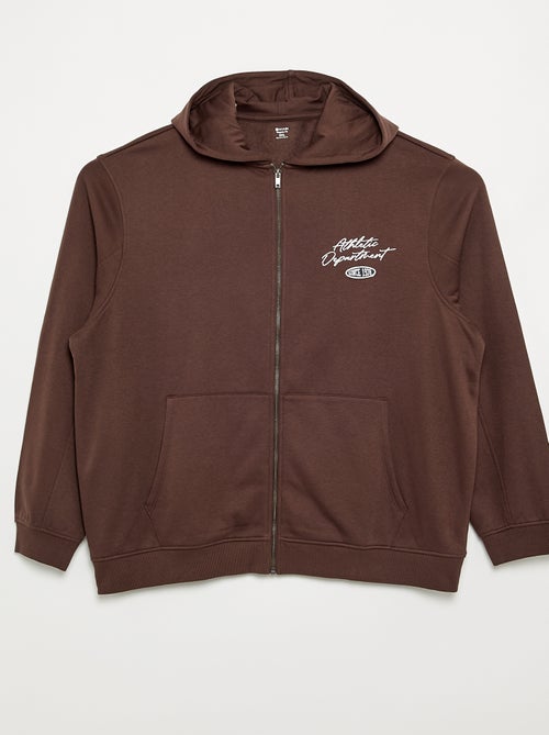 Kapuzen-Sweatshirt mit Reissverschluss und gestickten Schriftzügen - Kiabi