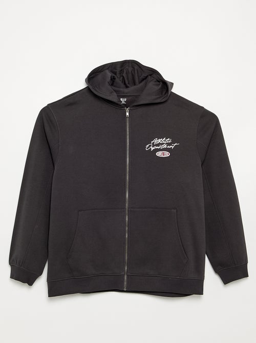 Kapuzen-Sweatshirt mit Reissverschluss und gestickten Schriftzügen - Kiabi
