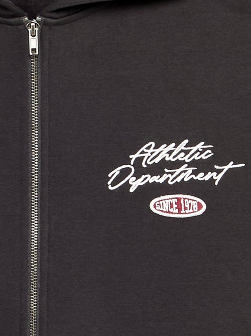 Kapuzen-Sweatshirt mit Reissverschluss und gestickten Schriftzügen - Kiabi