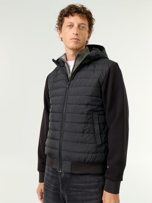 Kapuzenblouson mit Reissverschluss und Materialmix - Kiabi Kapuzenblouson mit Reissverschluss und Materialmix - Kiabi