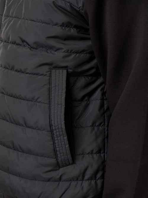 Kapuzenblouson mit Reissverschluss und Materialmix - Kiabi Kapuzenblouson mit Reissverschluss und Materialmix - Kiabi