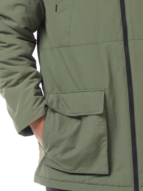 Kapuzenparka mit aufgesetzten Taschen mit doppeltem Eingriff und Fleecefutter - Kiabi