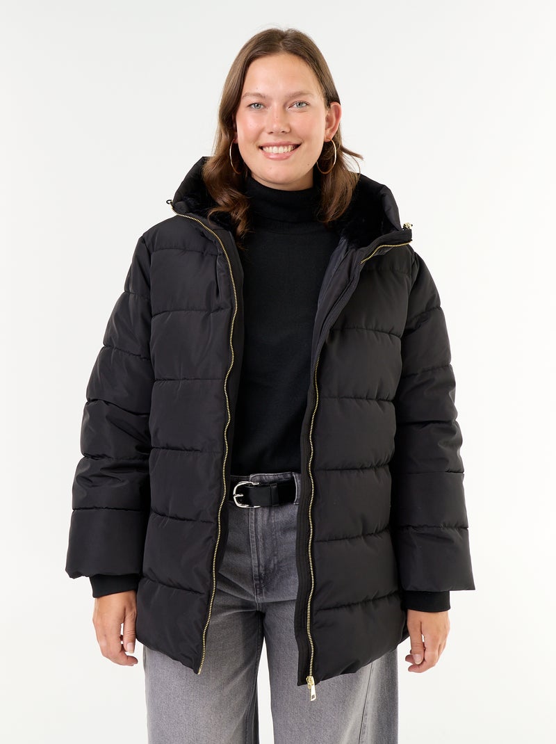 Kapuzenparka mit Kunstfellfutter Noir - Kiabi