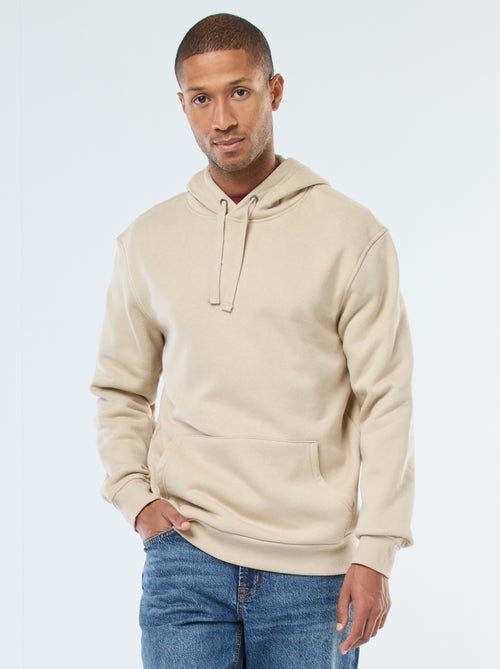 Kapuzenpullover aus angerautem Sweatstoff mit Kängurutasche - Kiabi