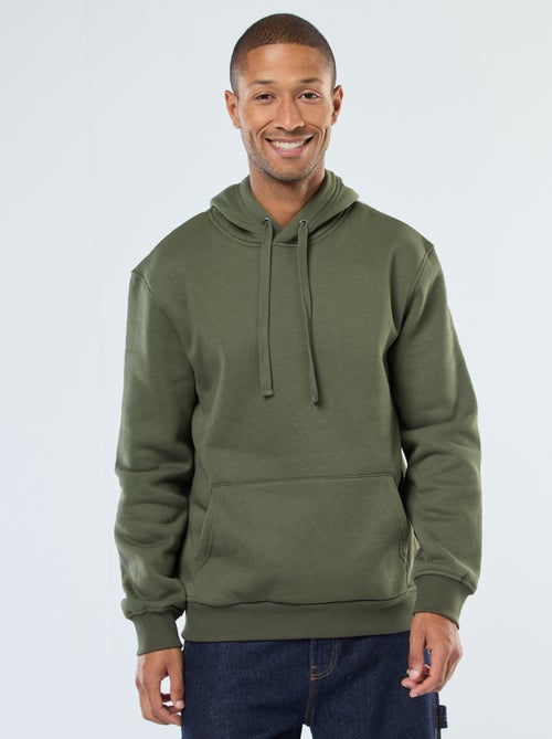 Kapuzenpullover aus angerautem Sweatstoff mit Kängurutasche - Kiabi