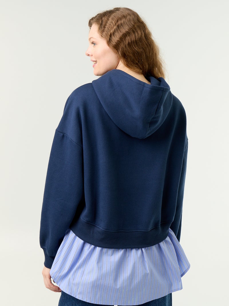 Kapuzenpullover mit 2-in-1-Hemd-Look Blau - Kiabi