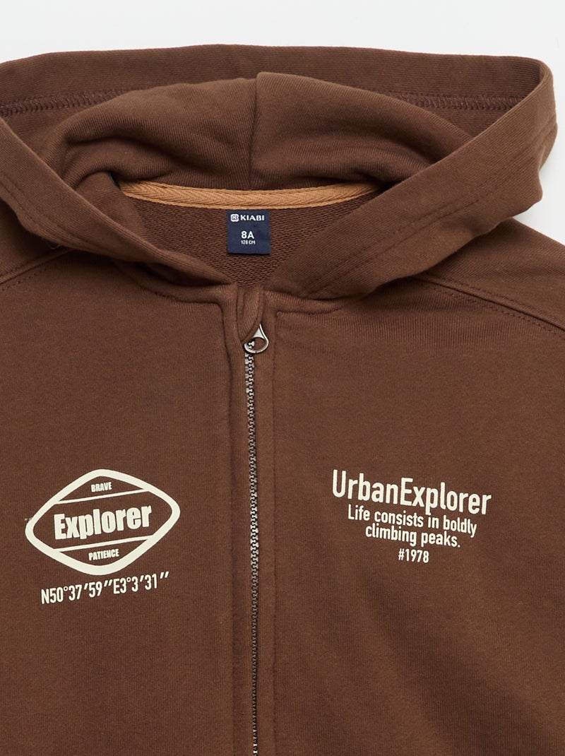 Kapuzenpullover mit Reissverschluss Braun - Kiabi