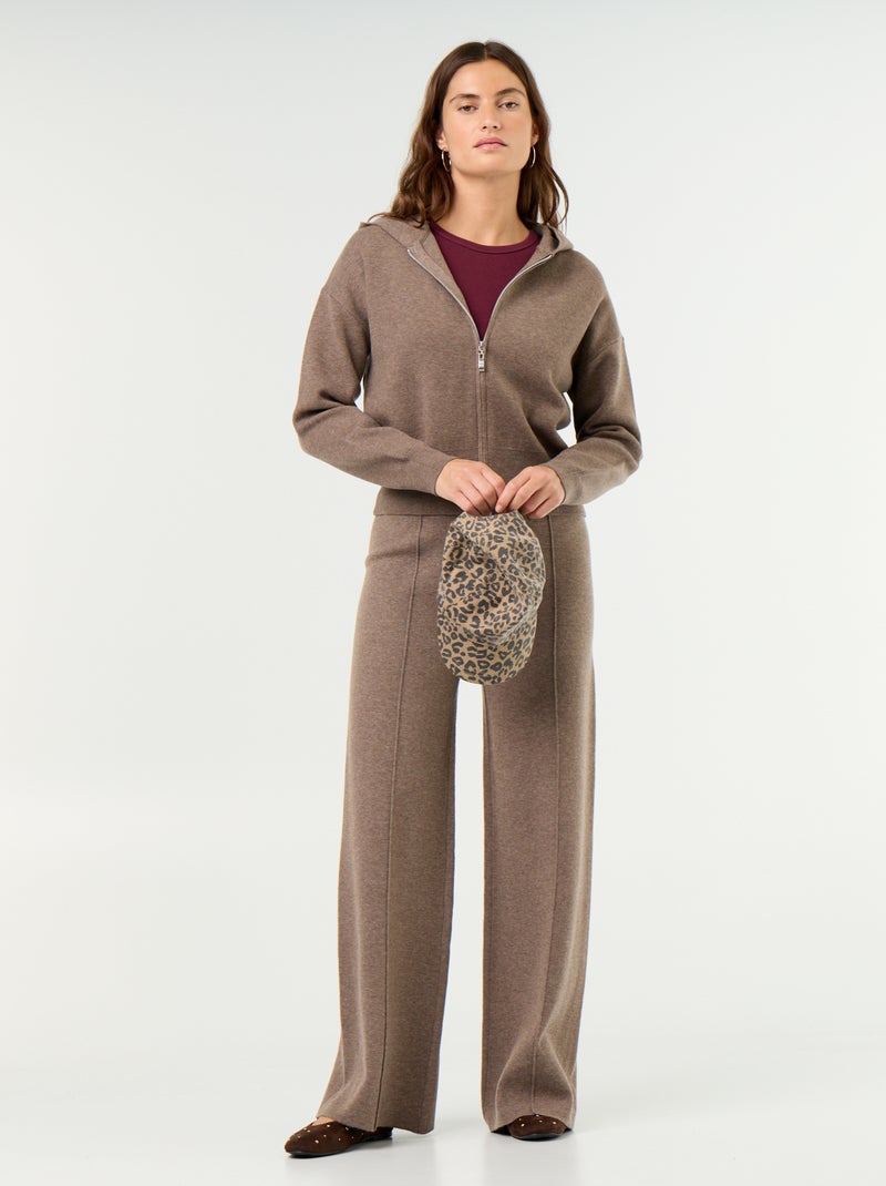 Kapuzenstrickjacke aus Ottoman-Material Marron - Kiabi