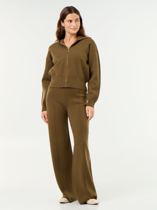 Kapuzenstrickjacke aus Ottoman-Material - Kiabi