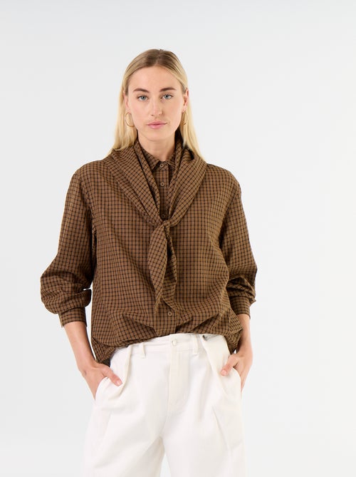 Karierte Bluse mit Foulard - Kiabi