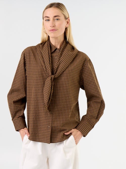 Karierte Bluse mit Foulard - Kiabi