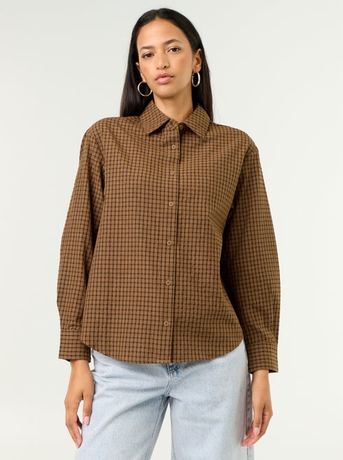 Karierte Bluse mit Foulard - Kiabi