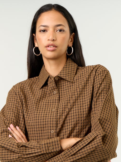 Karierte Bluse mit Foulard - Kiabi