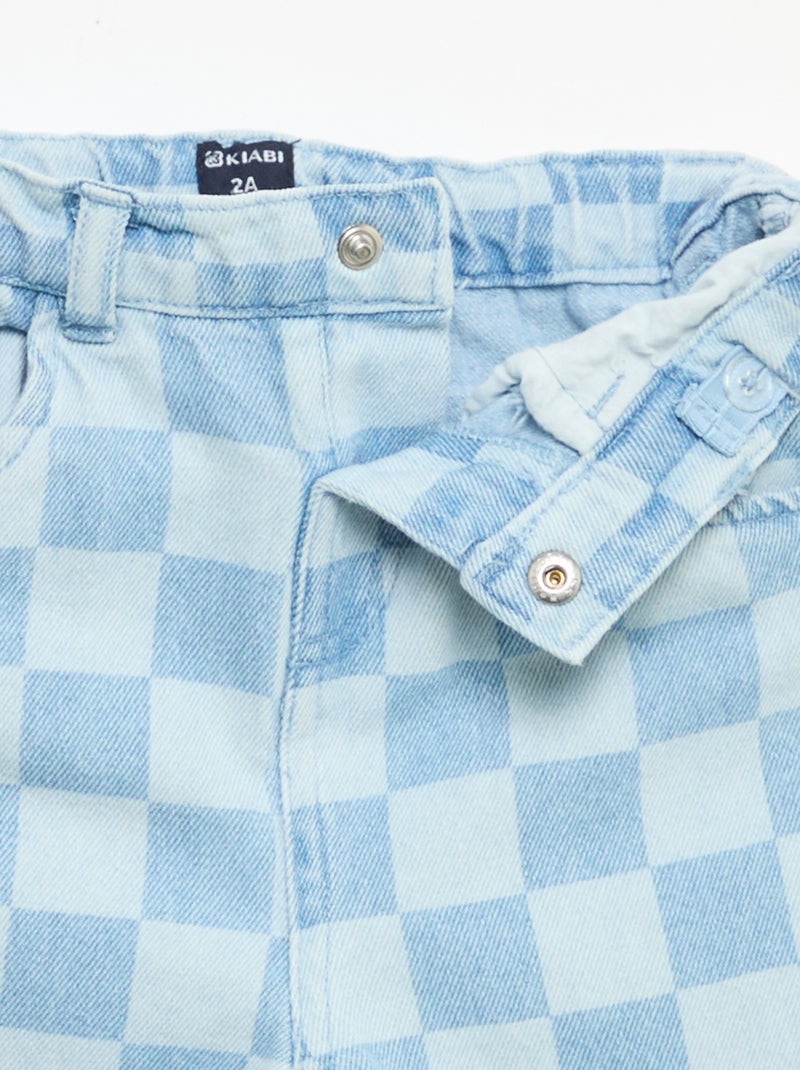 Karierte Denim-Hose Bleu - Kiabi