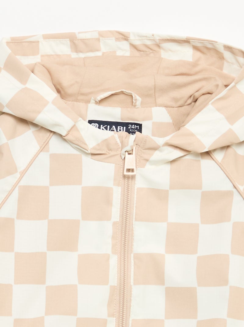 Karierte Windjacke mit Kapuze Beige - Kiabi
