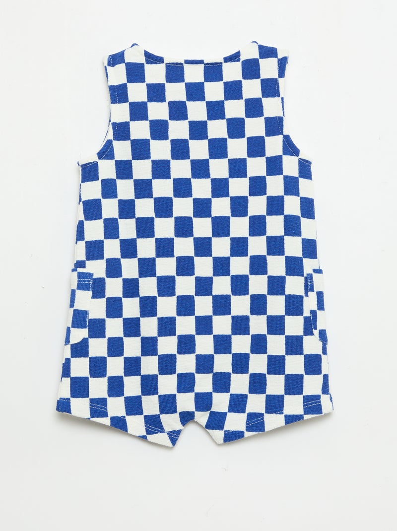 Karierter Baby-Frottee-Strampler Blau - Kiabi