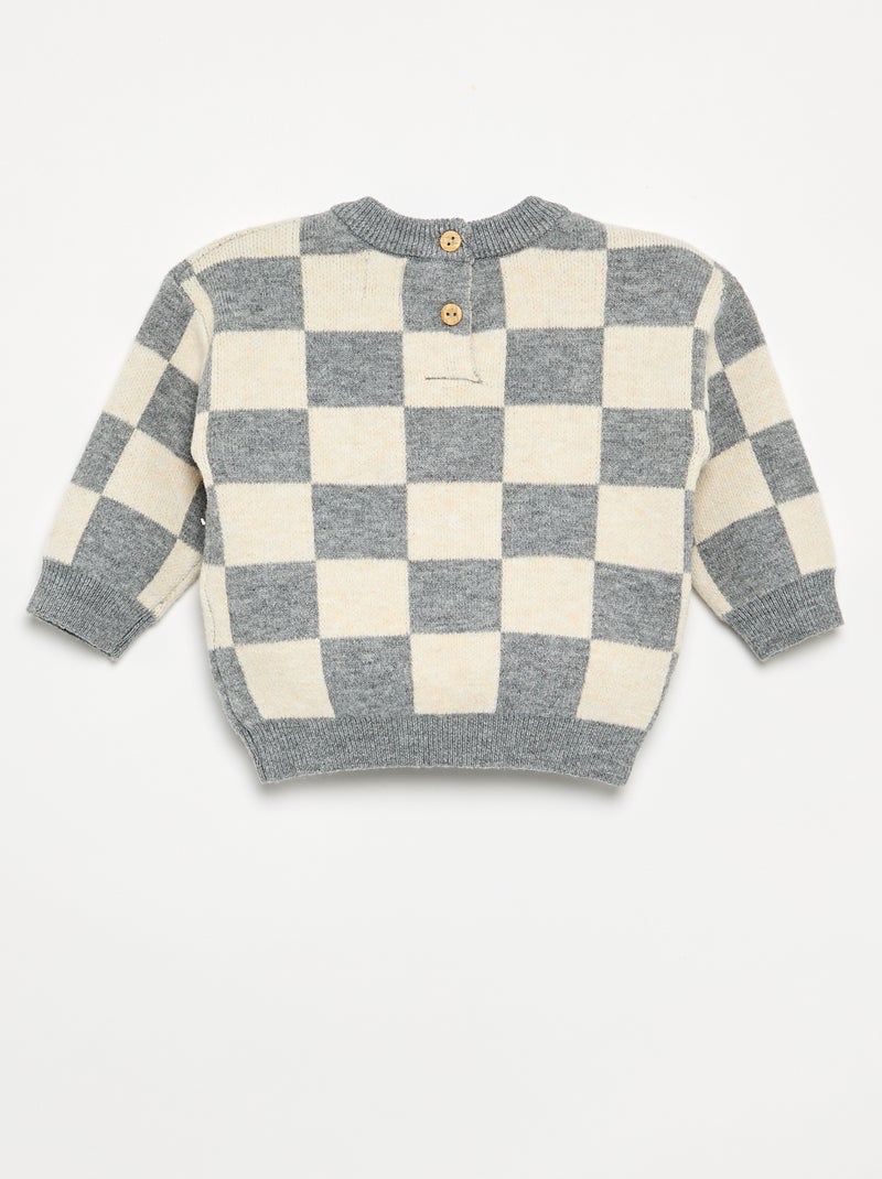 Karierter Grobstrick-Pullover Gris - Kiabi