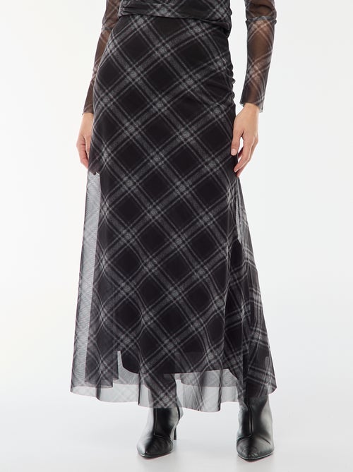 Karierter langer Mesh-Rock - Kiabi