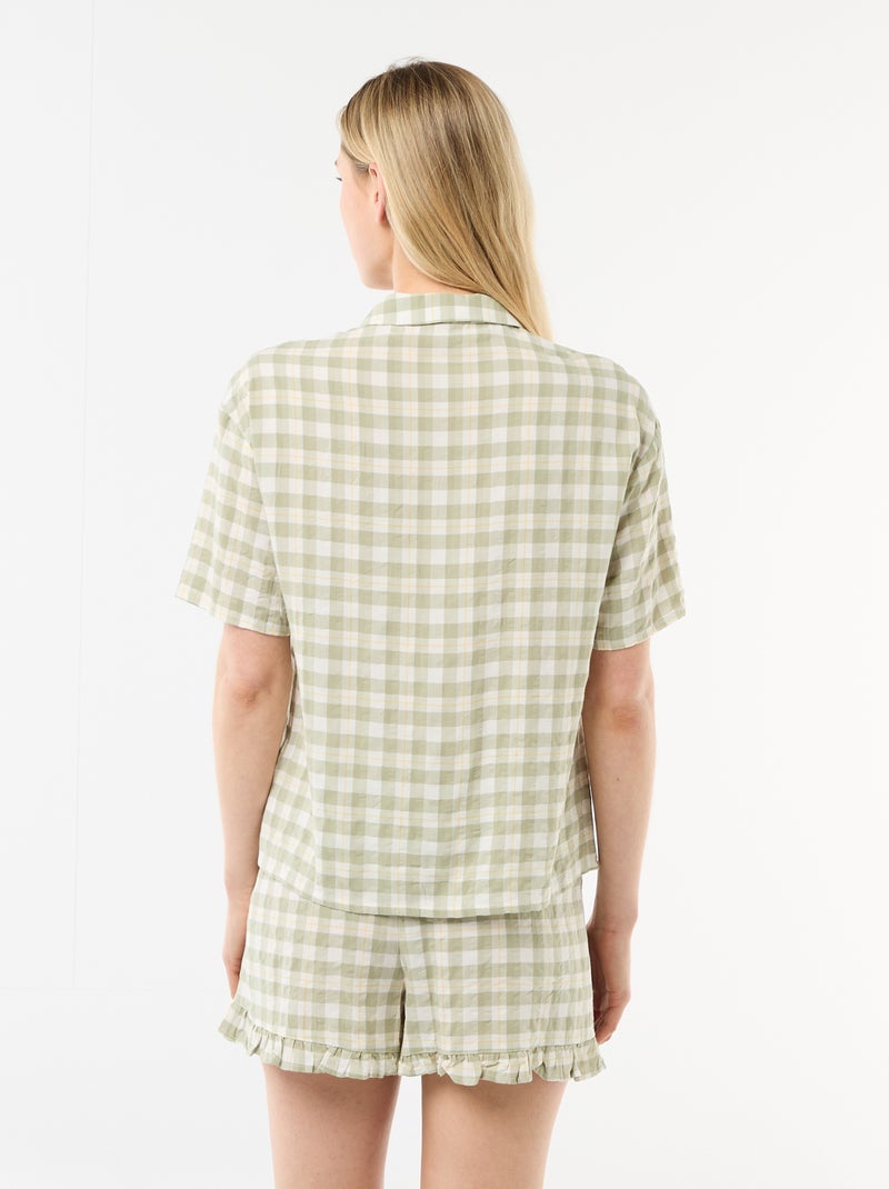 Kariertes Pyjama-Set: Oberteil + Shorts Grün - Kiabi