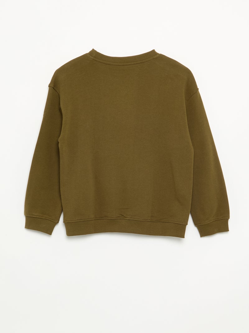 Kid's Solid French Terry Sweatshirt - Kiabi Khaki - Kiabi