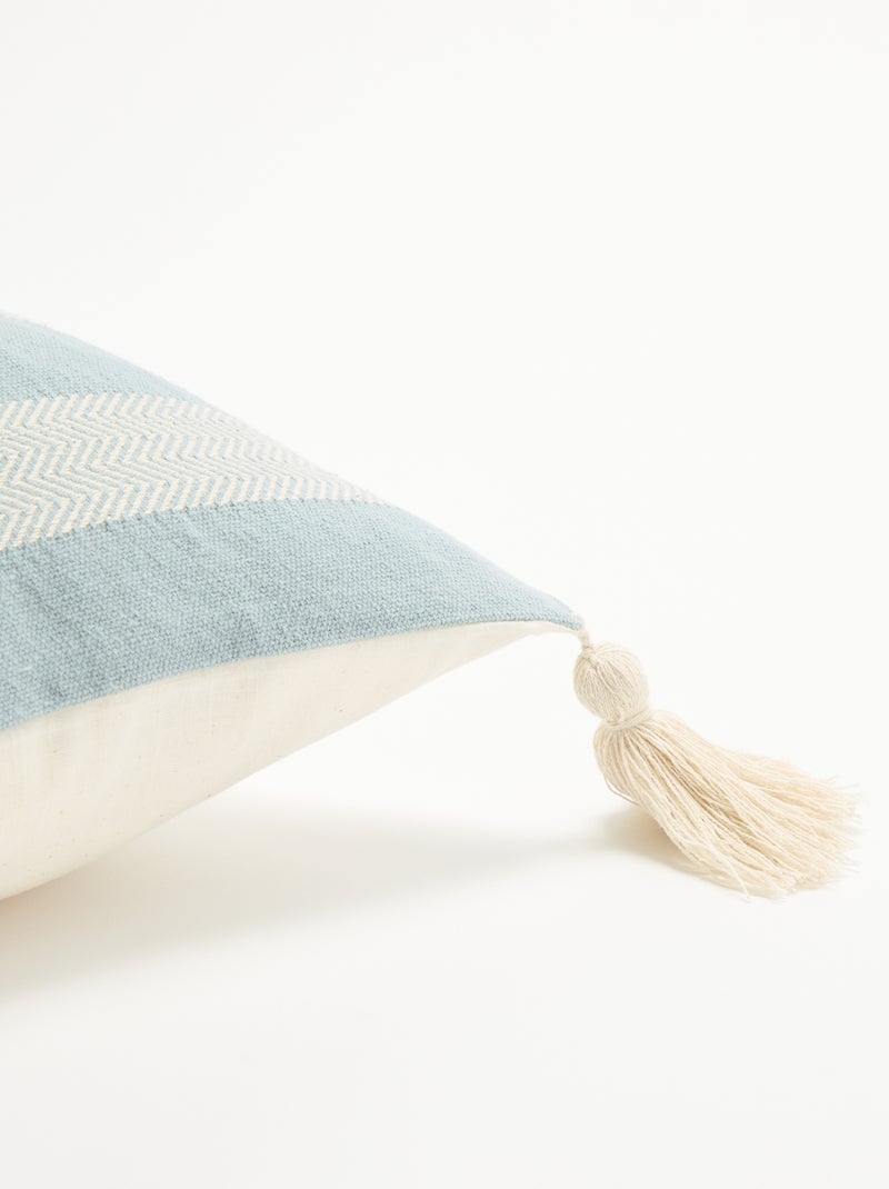 Kissenbezug quadratisch mit Pompons Blau - Kiabi