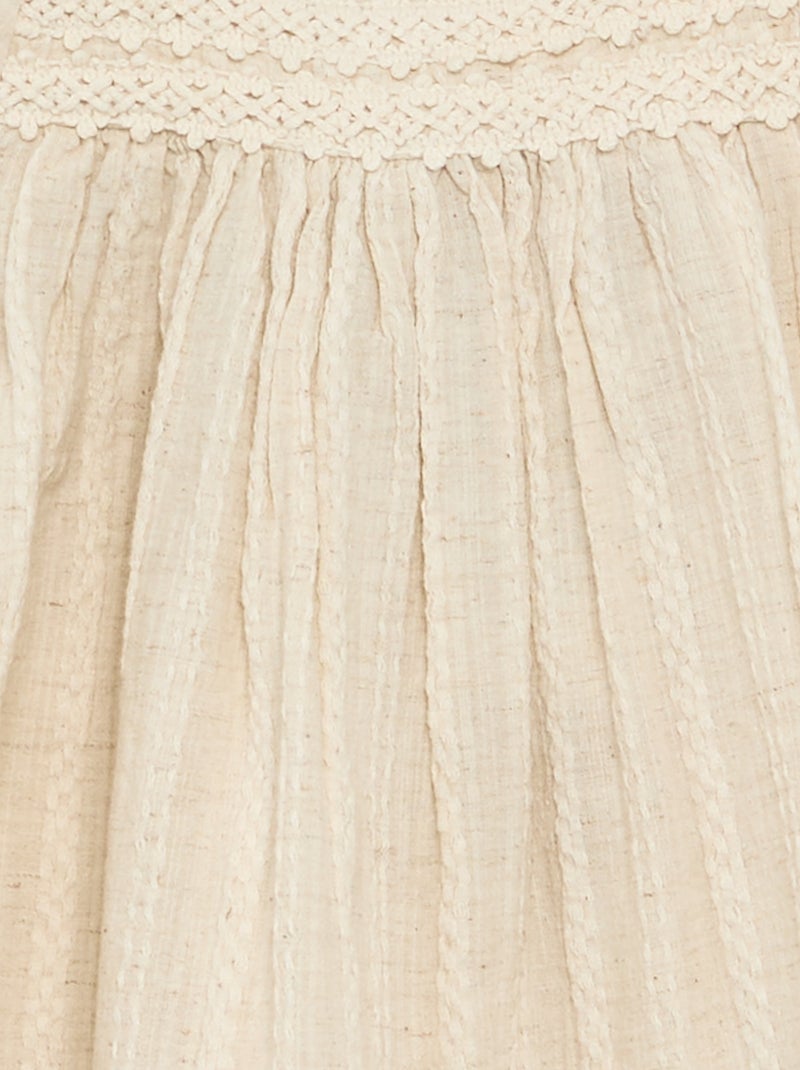 Kleid aus Baumwolle und Leinen mit Makramee-Details Ecru - Kiabi