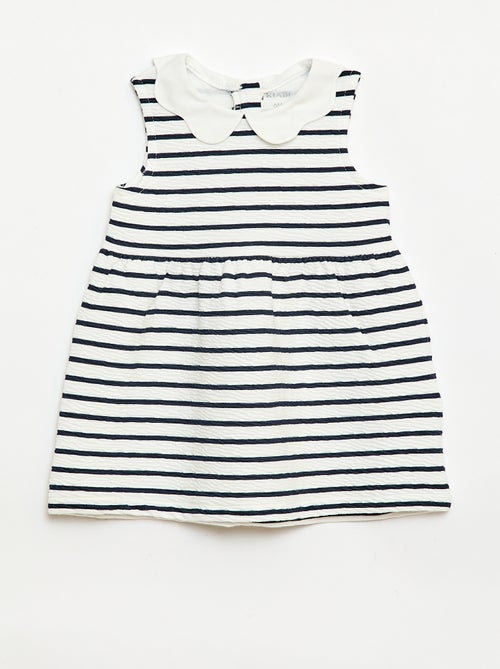Kleid aus Crinkle-Strick mit Popelinekragen - Kiabi
