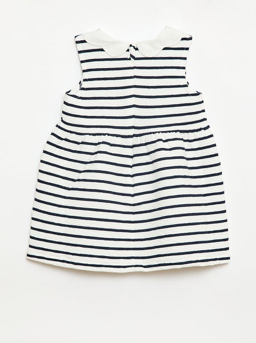 Kleid aus Crinkle-Strick mit Popelinekragen - Kiabi
