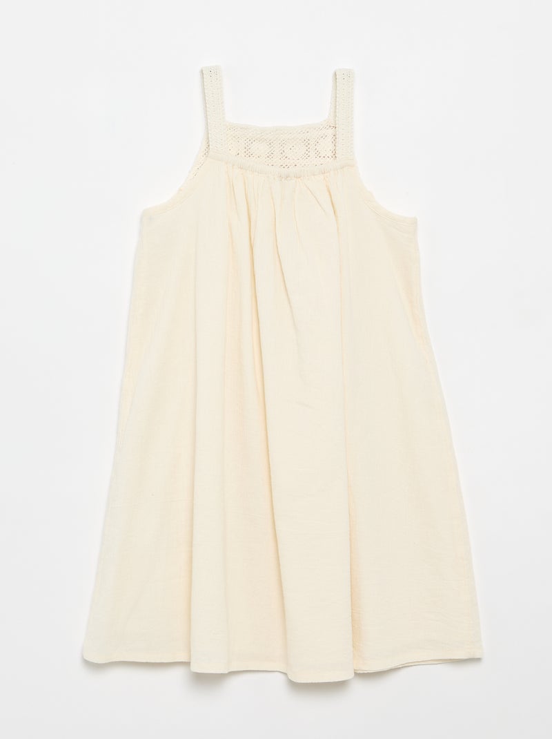 Kleid aus Häkelspitze und Crêpe-Material Weiß - Kiabi