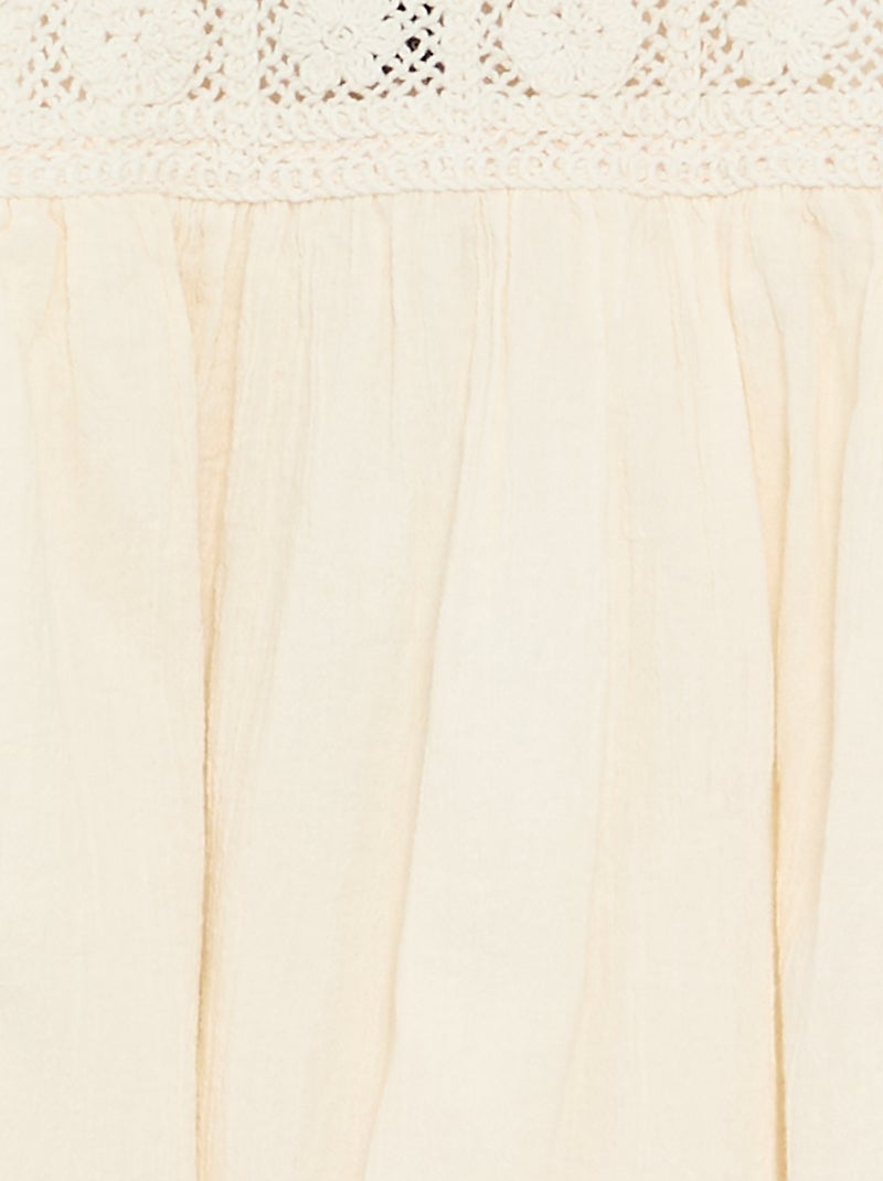 Kleid aus Häkelspitze und Crêpe-Material Weiß - Kiabi