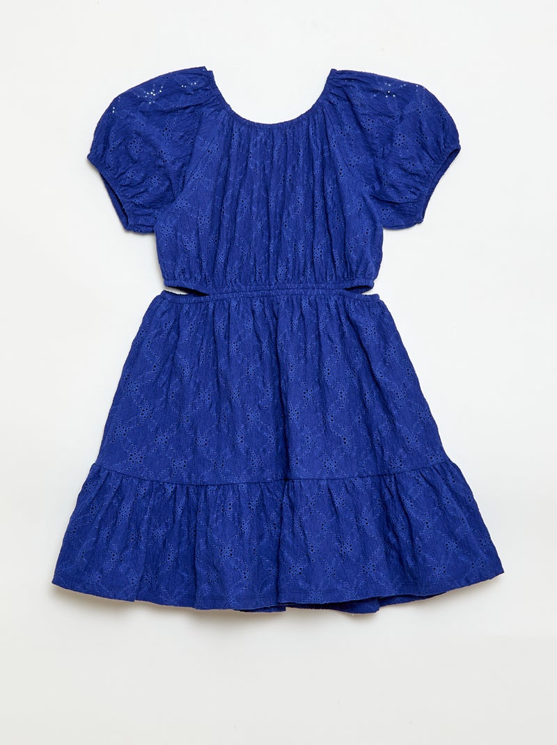Kleid aus Lochstickerei Blau - Kiabi