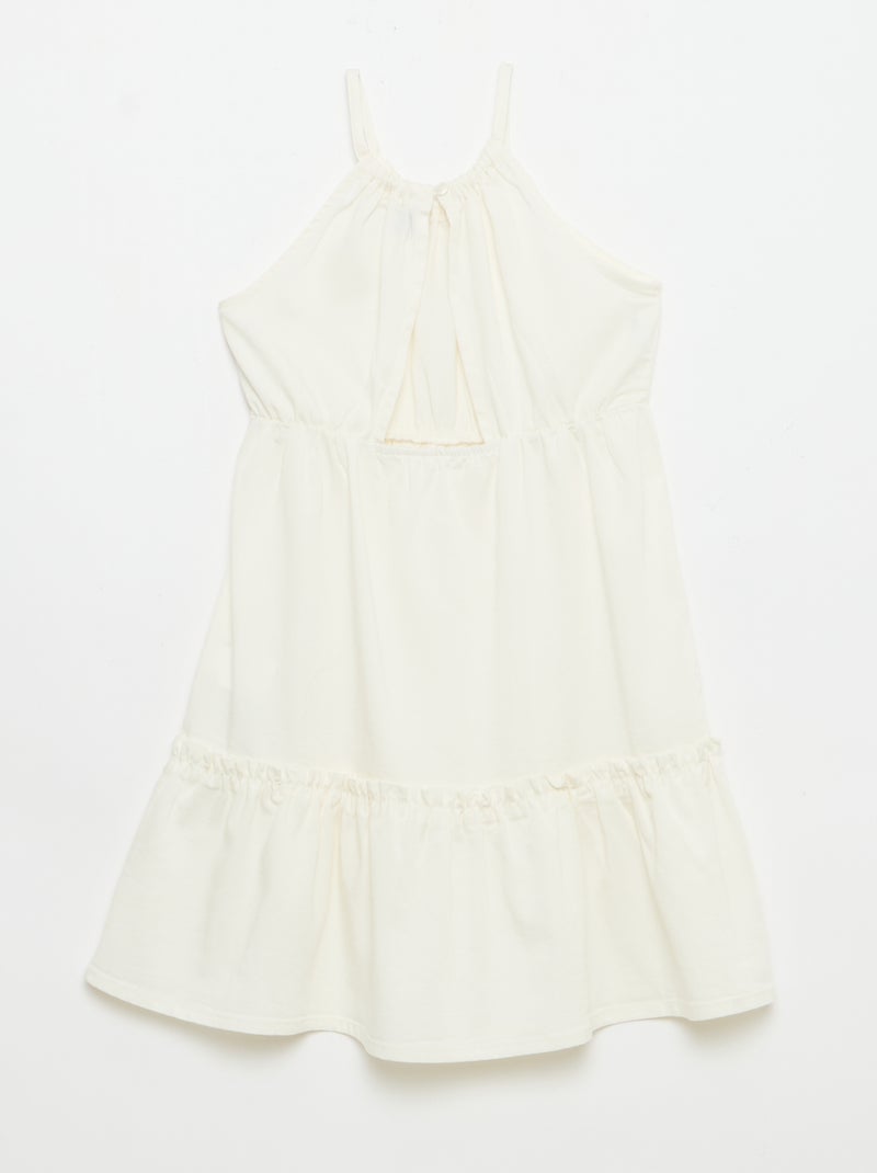 Kleid einfarbig mit Trägern und Rüschen Beige - Kiabi