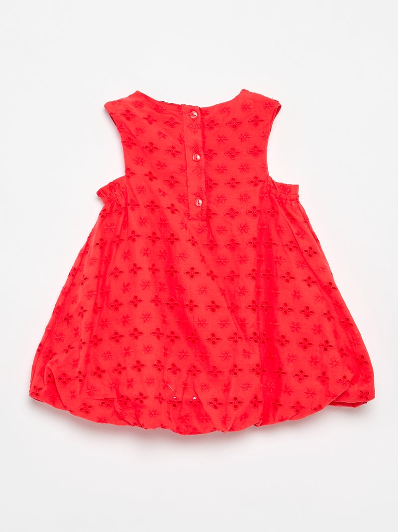 Kleid in Ballonform mit englischer Stickerei Rot - Kiabi