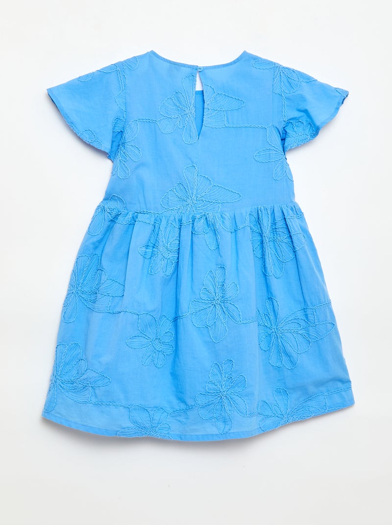 Kleid mit fantasievollen Blumenstickereien Blau - Kiabi