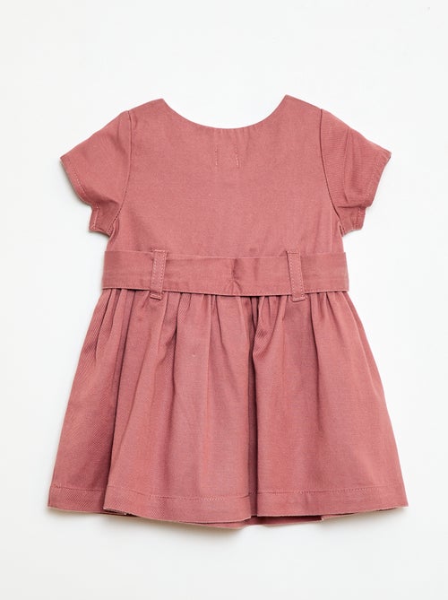 Kleid mit kurzen Ärmeln und Bindegürtel - Kiabi