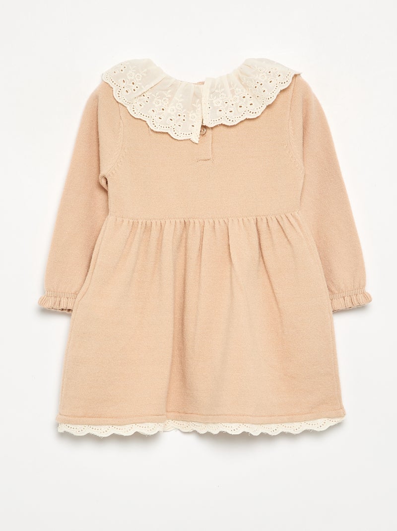 Kleid mit Peter-Pan-Kragen + Strumpfhose Beige - Kiabi