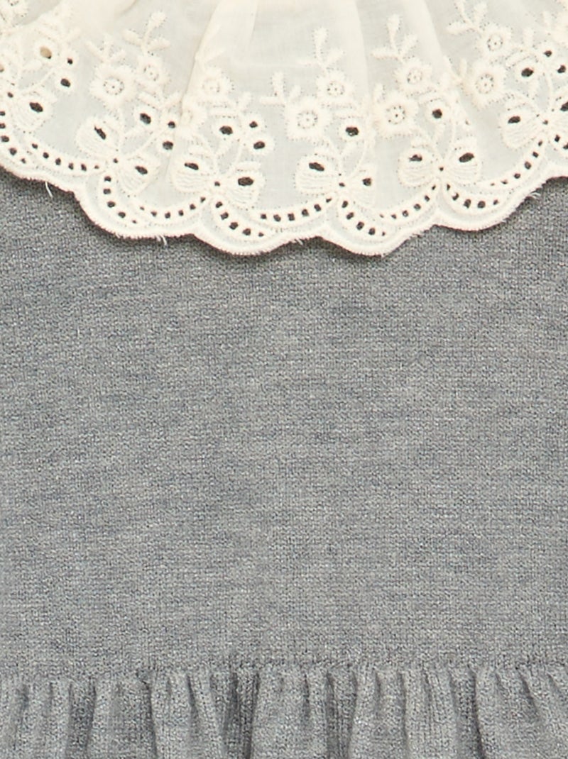 Kleid mit Peter-Pan-Kragen + Strumpfhose Gris - Kiabi