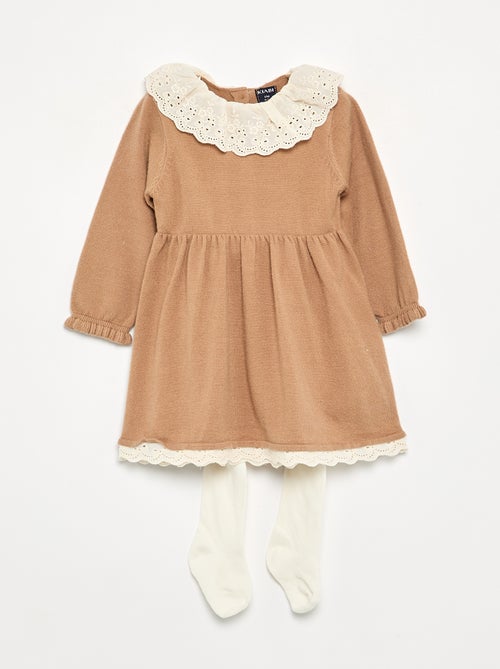 Kleid mit Peter-Pan-Kragen + Strumpfhose - Kiabi