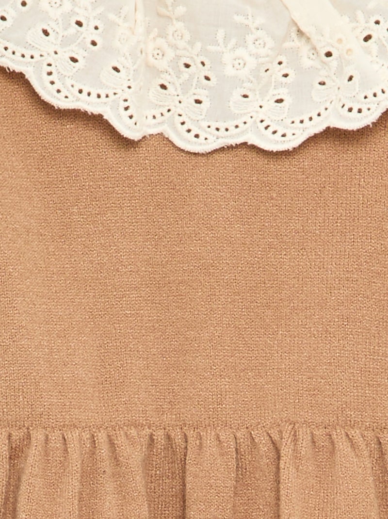 Kleid mit Peter-Pan-Kragen + Strumpfhose Marron - Kiabi