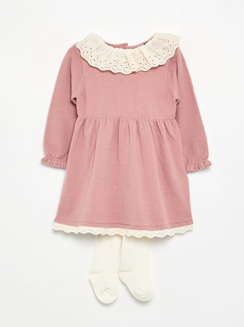 Kleid mit Peter-Pan-Kragen + Strumpfhose - Kiabi