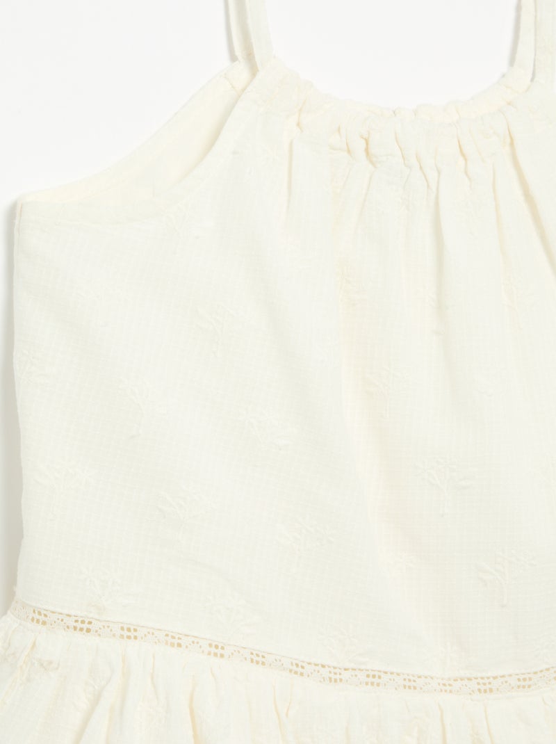 Kleid mit schmalen, nicht verstellbaren Trägern und Stickereien Weiß - Kiabi