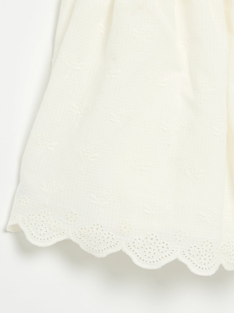 Kleid mit schmalen, nicht verstellbaren Trägern und Stickereien Weiß - Kiabi