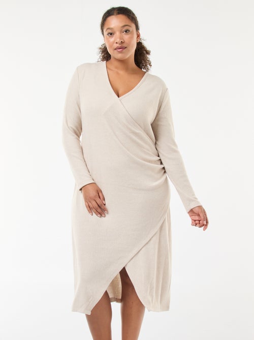 Knee-Length Knit Wrap Dress - Kiabi