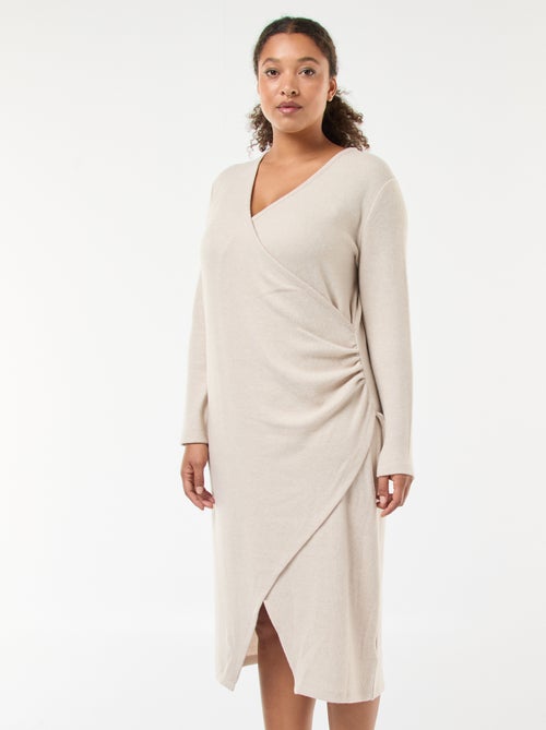 Knee-Length Knit Wrap Dress - Kiabi