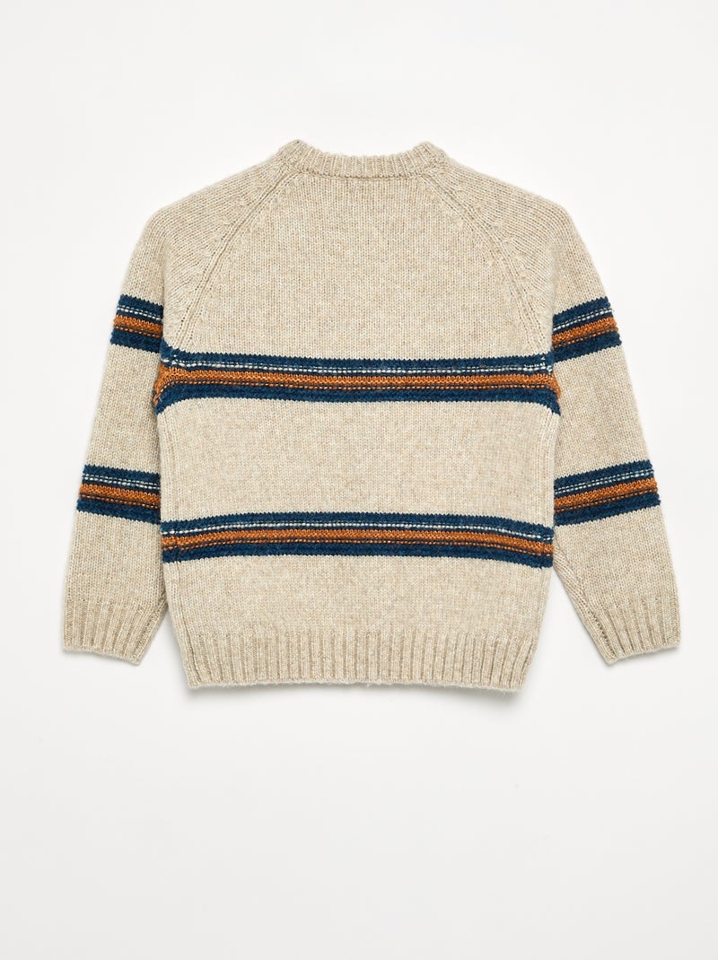 Knit Crew Neck Sweater Beige - Kiabi
