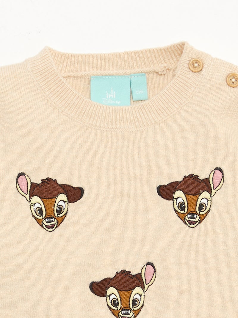 Knit 'Disney' 'Bambi' Sweater with Whimsical Animation Beige - Kiabi