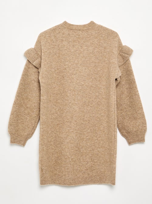 Knit dress with ruffled shoulders - Kiabi