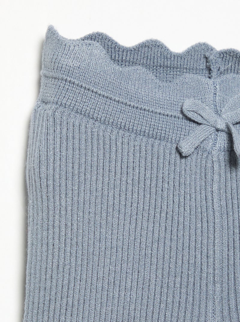 Knit Leggings with Decorative Waist Tie Blue - Kiabi