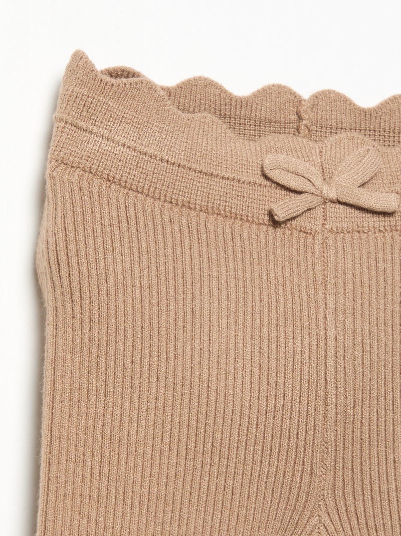 Knit Leggings with Decorative Waist Tie Brown - Kiabi